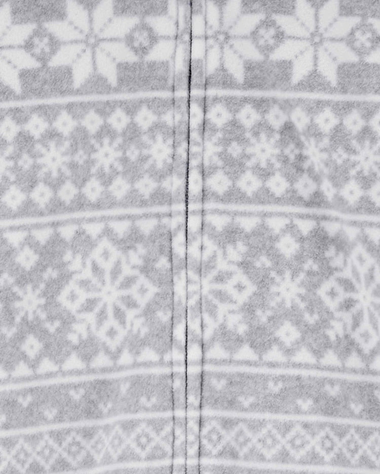 Macacão bebê fleece capuz sherpa neve cinza | Carter's