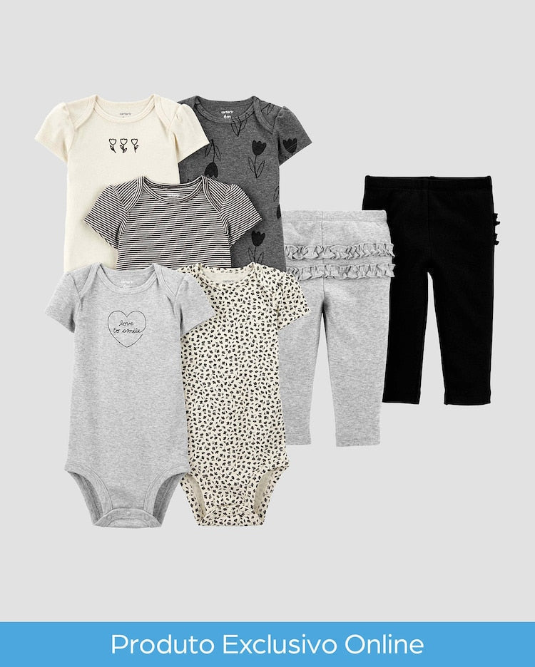 Enxoval bebê conjunto longo 7 peças floral e love multicor | Carter's