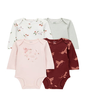 Kit body bebê 4 peças manga longa beija-flor multicor | Carter's