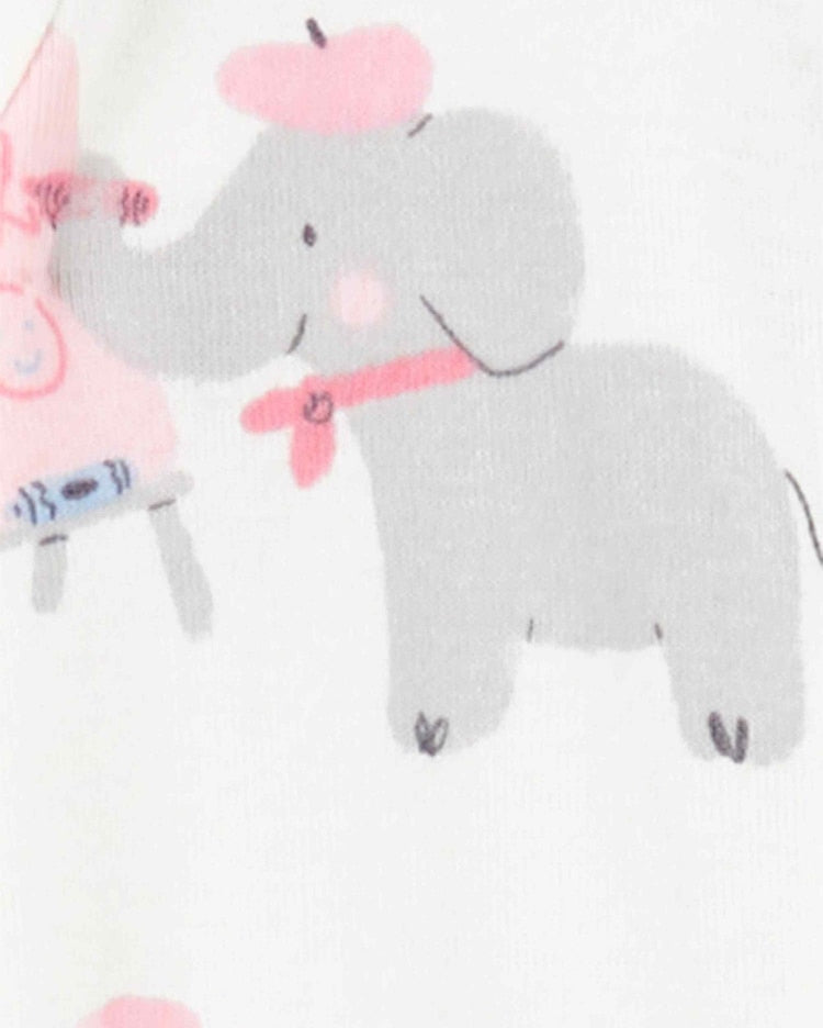 Macacão pijama bebê com pézinho elefante branco | Carter's