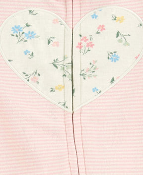 Macacão bebê manga longa com pezinho listras floral rosa | Carter's