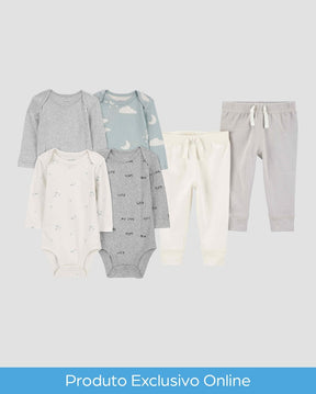 Enxoval bebê conjunto longo 6 peças nuvens listrado multicor | Carter's