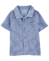 Camisa infantil com bolso folhagem azul | Carter's