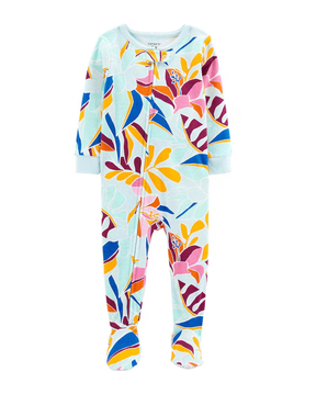 Macacão pijama infantil floral azul | Carter's