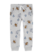 Calça de moletom infantil urso e pinguim cinza | Carter's
