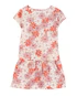 Vestido infantil evasê floral camadas off-white | Carter's