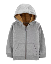 Blusão de moletom infantil com capuz e bolsos cinza | Carter's