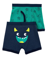 Kit Cueca Boxer Infantil 2 Peças Monstrinho Azul/Verde Carter's Tam 2 a 8
