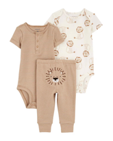 Conjunto longo bebê 3 peças com elástico de leão multicor | Carter's