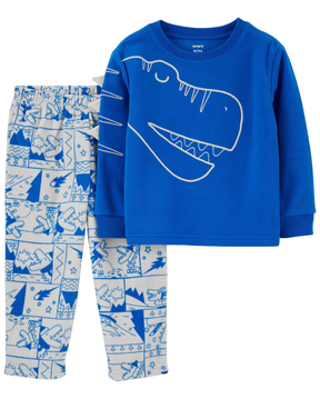 Pijama longo infantil 2 peças de fleece dinossauro azul | Carter's