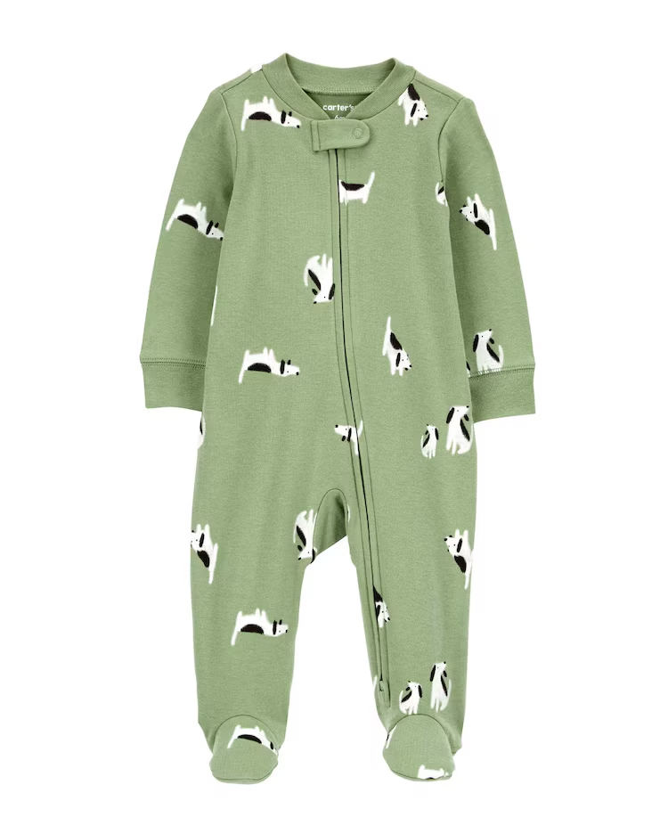 Macacão pijama bebê com pezinho cachorro verde | Carter's
