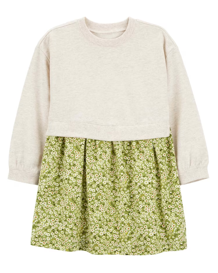 Vestido infantil floral manga longa multicor | Carter's