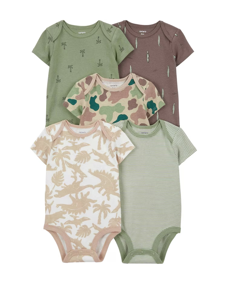 Kit body bebê 5 peças camuflado jacaré multicor | Carter's