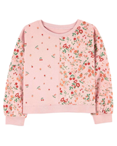 Blusa de moletom infantil floral misto rosa | Carter's