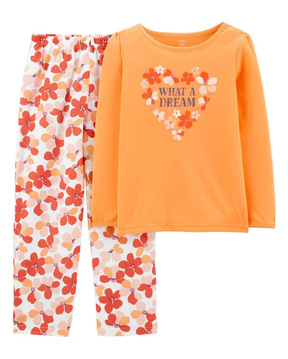 Conjunto longo infantil 2 peças floral laranja | Carter's