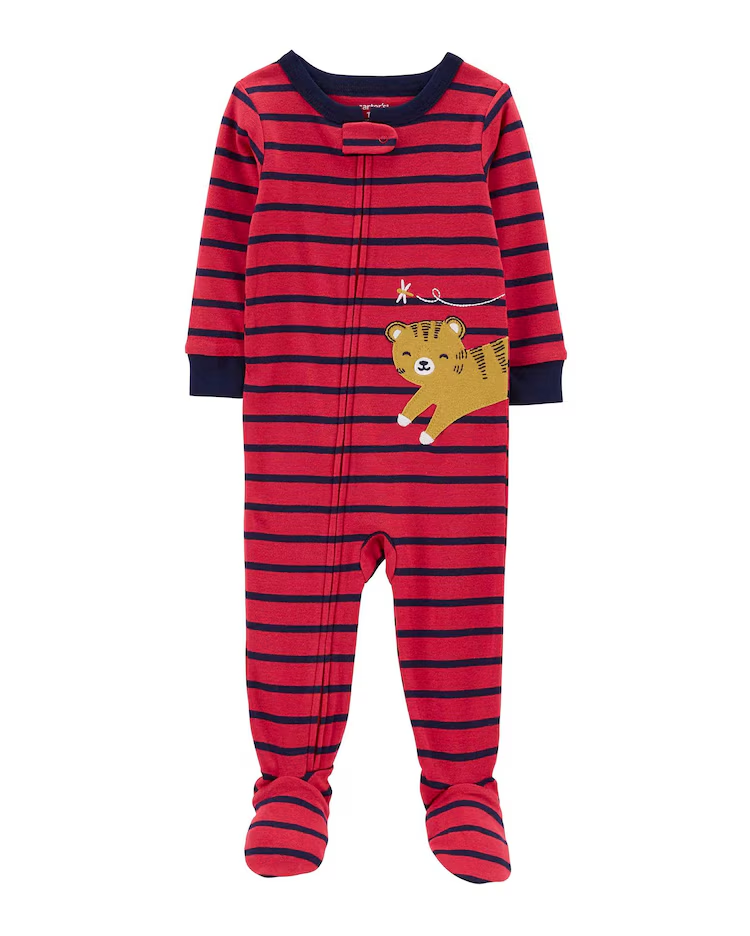 Macacão pijama infantil listrado patch vermelho | Carter's