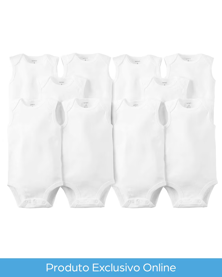 Kit body bebê 10 peças regata branco | Carter's