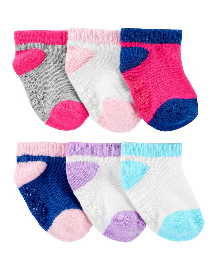 Kit Meia Cano Curto Infantil Carter's 6 Pares Multicor Tam 2 a 4