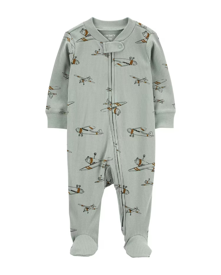 Macacão bebê canelado aviões verde | Carter's