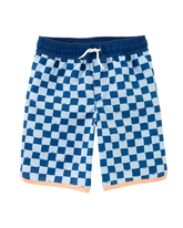 Bermuda água infantil xadrez com elástico azul | Carter's
