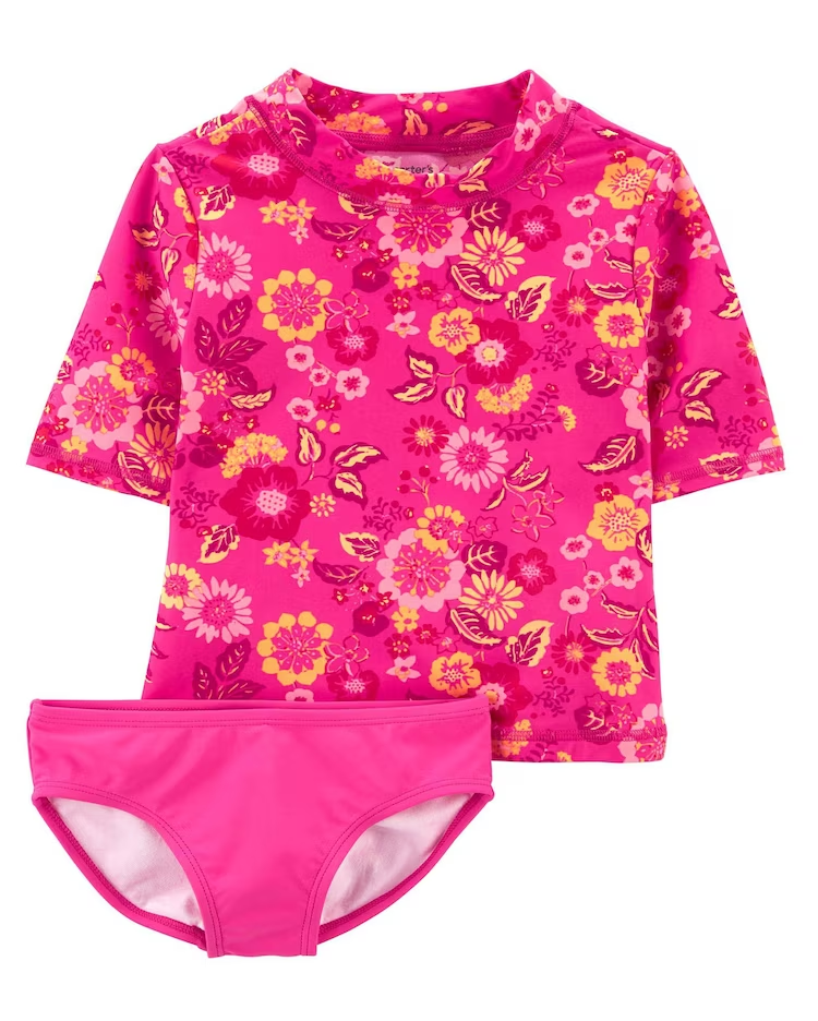 Conjunto de praia infantil floral rosa | Carter's