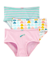 Kit Calcinha Infantil 3 Peças Corações Carter's - Rosa/Azul/Branco