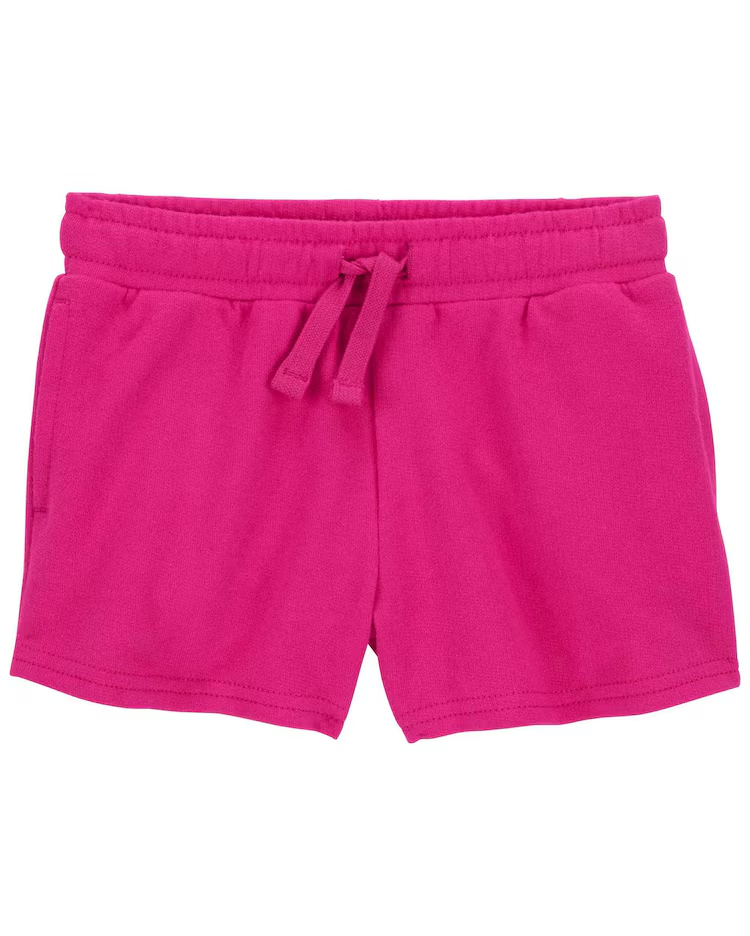 Short de moletom infantil cós de elástico rosa | Carter's