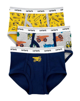 Kit Cueca Infantil 3 Peças Construção Carter's - Amarelo/Azul/Cinza