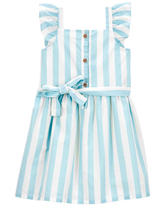 Vestido infantil com babados listrado multicor | Carter's