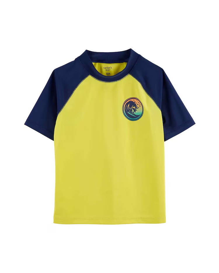 Camiseta infantil raglan surfista amarela | Carter's