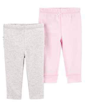 Kit Calça Bebê Carter's 2 Peças Babados Cinza/Rosa Claro Tam PREM a 24 Meses