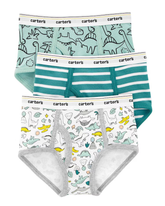 Kit Cueca Slip Infantil 3 Peças Dinos Azul/Branco Carter's Tam 2 a 8