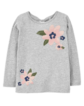 Camiseta infantil fechado floral cinza | Carter's