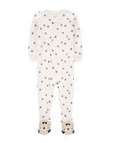 Macacão pijama infantil em fleece de patinhas bichinho off-white | Carter's