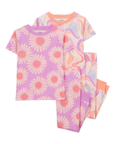 Pijama longo infantil 4 peças floral ondulações multicor | Carter's