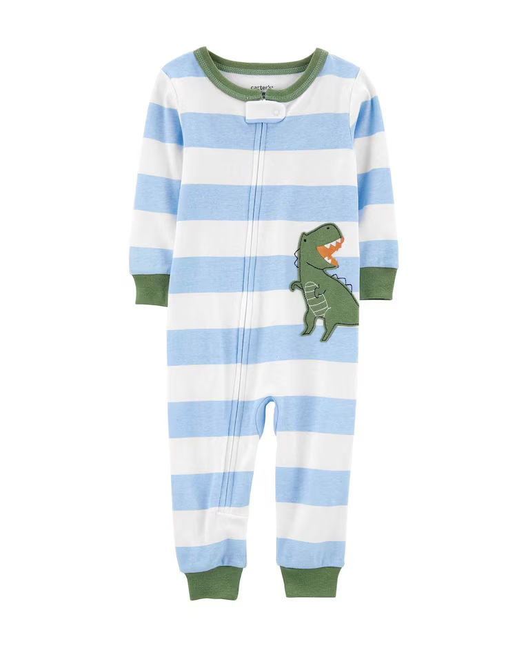 Macacão pijama infantil dinossauro listrado branco | Carter's