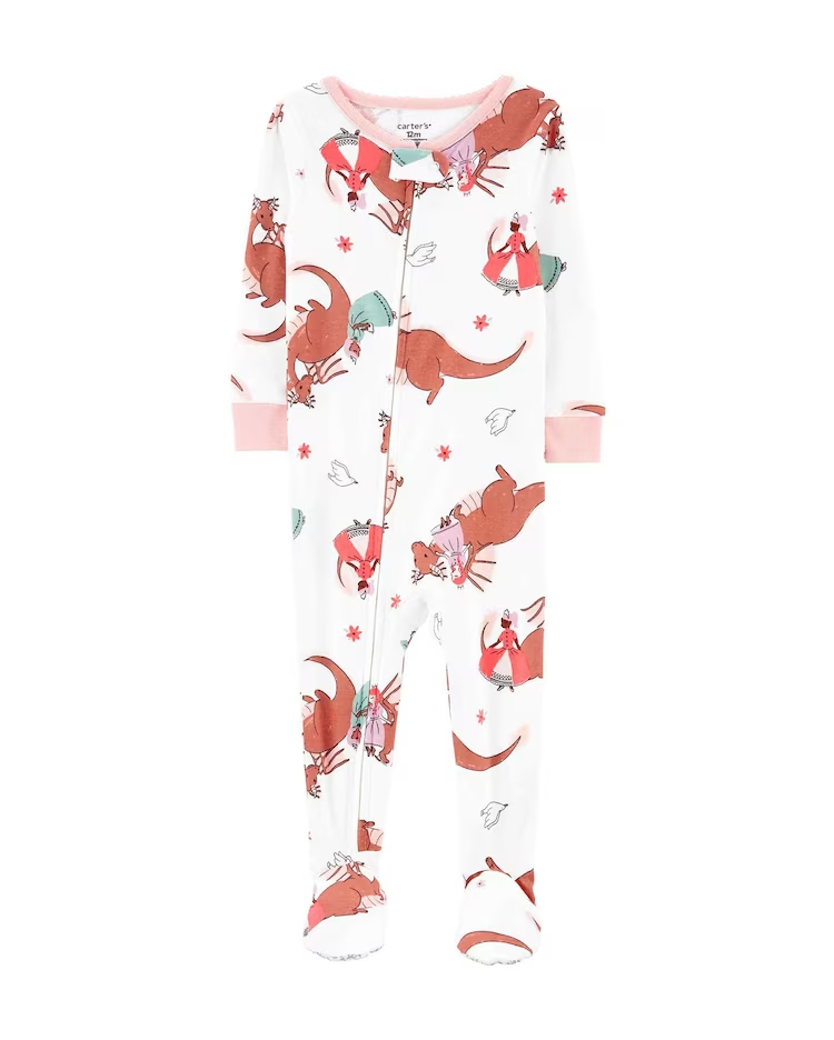 Macacão pijama infantil de dragão e princesas branco | Carter's