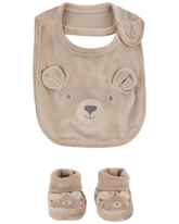 Kit babador bebê fleece com pantufa cachorrinho bege | Carter's