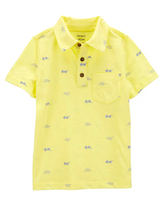 Camisa polo infantil com bolso óculos e ondas amarela | Carter's