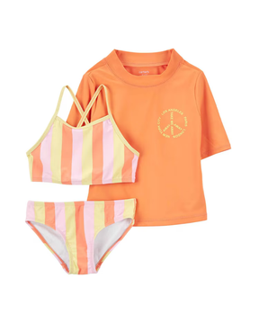Conjunto praia infantil 3 peças lettering Los Angeles laranja | Carter's