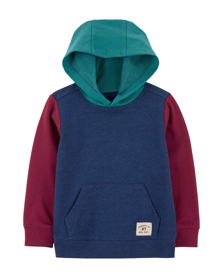 Blusão de moletom infantil capuz e bolso azul | Carter's
