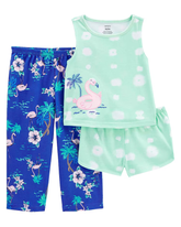 Pijama longo infantil 3 peças flamingos multicor | Carter's