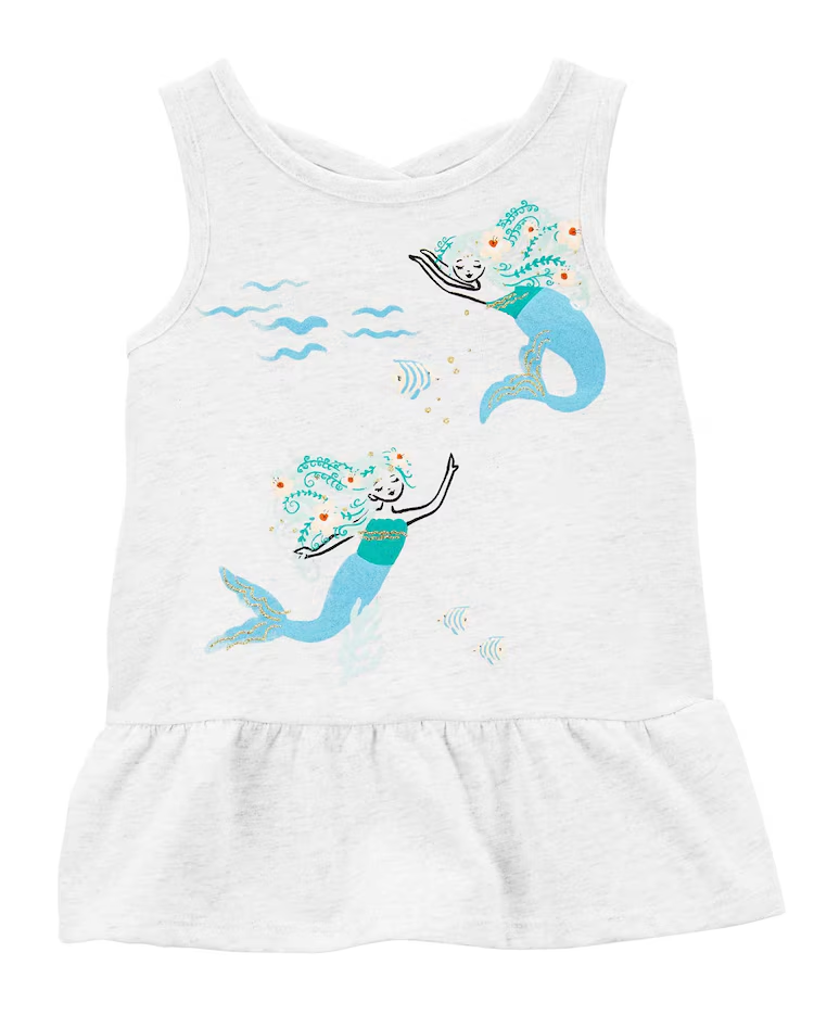Regata infantil sereias com babado branca | Carter's