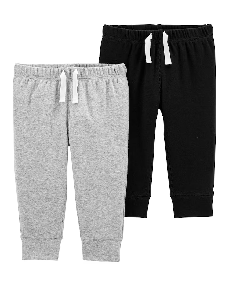 Kit Calça Bebê Carter's 2 Peças Cinza Mescla/Preto Tam RN a 24 Meses