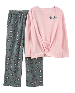 Pijama longo infantil 2 peças nó frontal rosa | Carter's