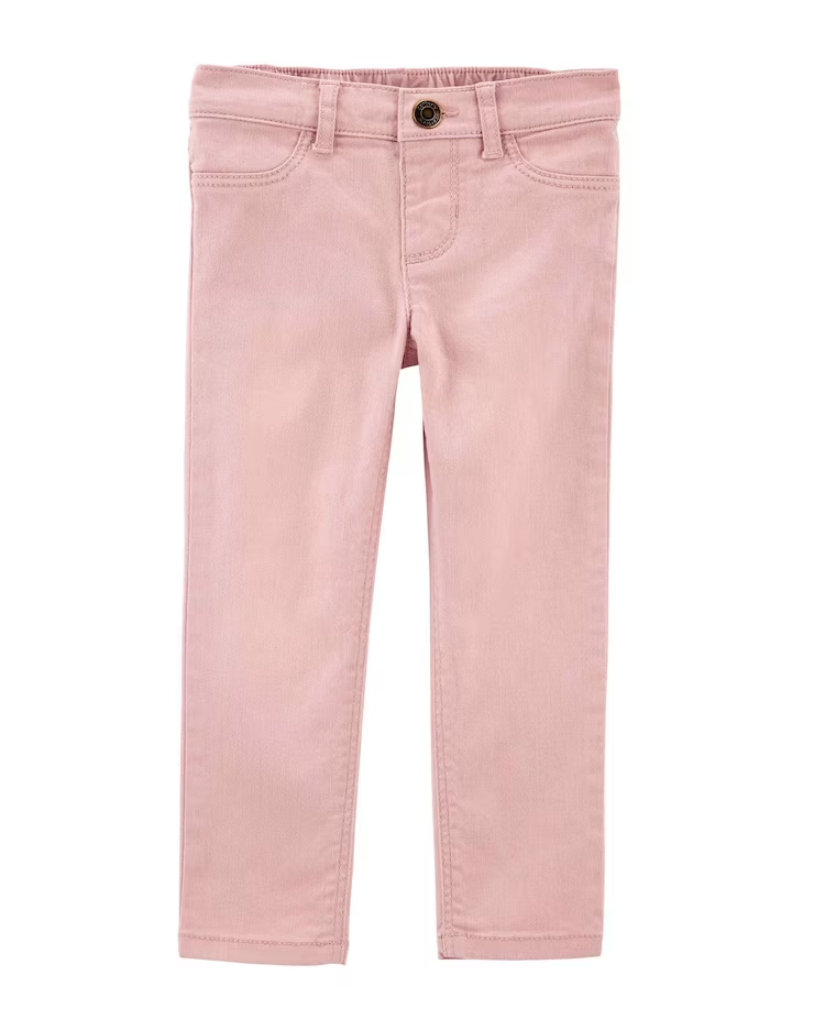 Calça jeans color infantil bolso de coração rosa | Carter's