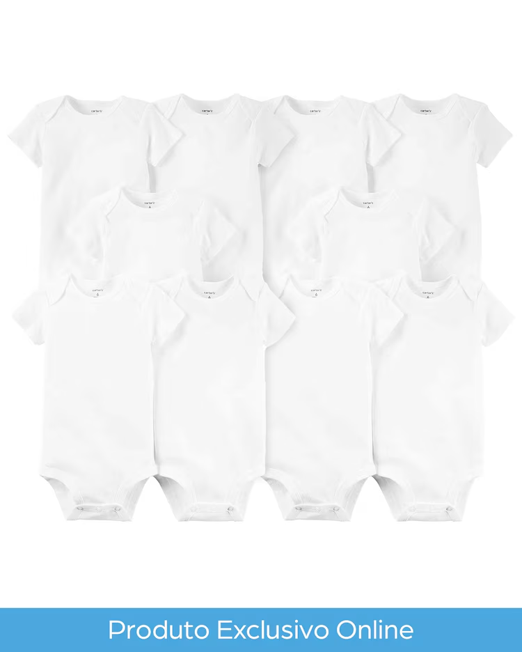 Kit body bebê 10 peças manga curta branco | Carter's