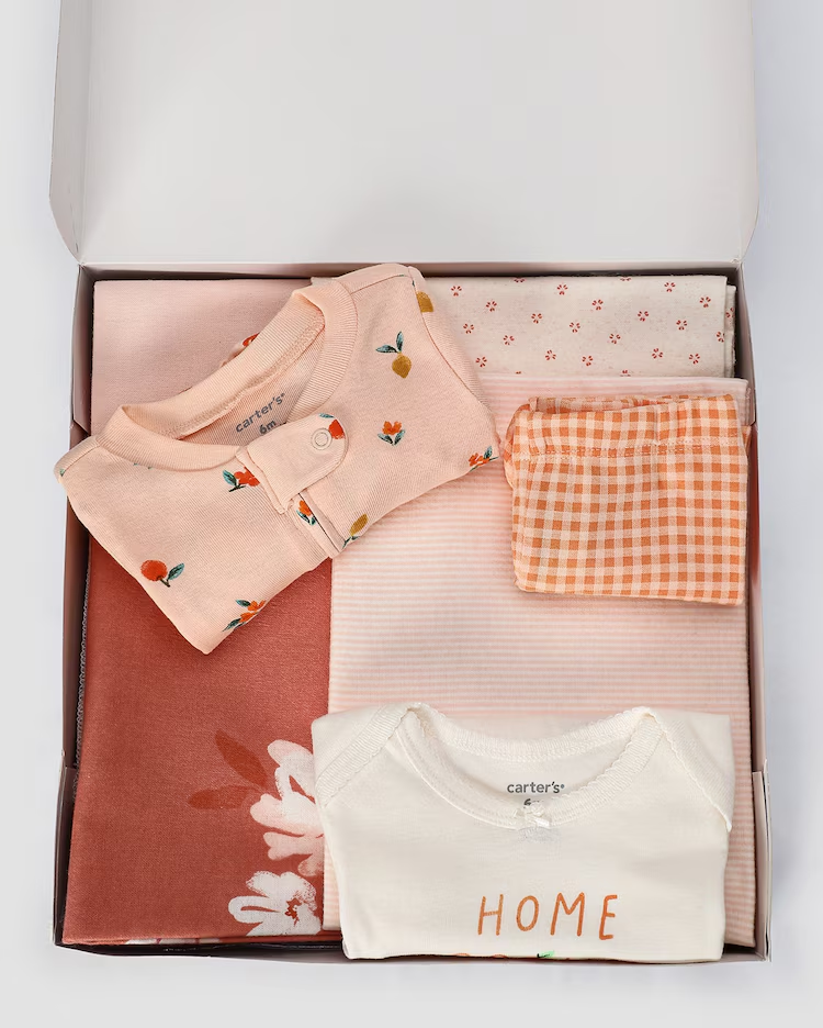 Kit conjunto longo bebê 3 peças + kit cueiro 4 peças listrado + caixa presente M multicor | Carter's