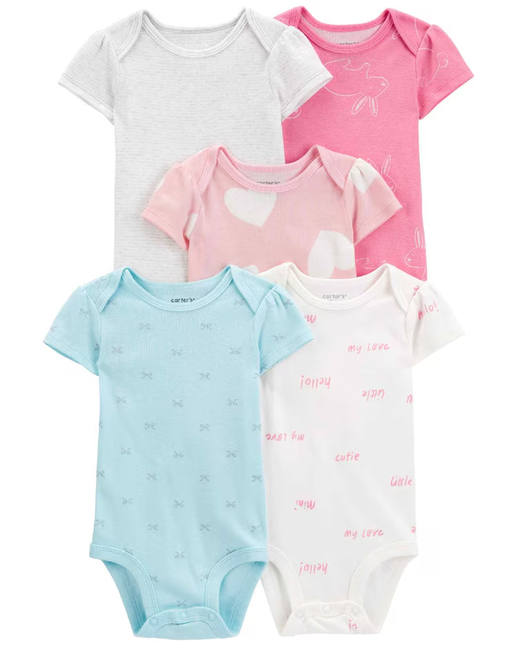Kit body bebê 5 peças manga curta estampados multicor | Carter's