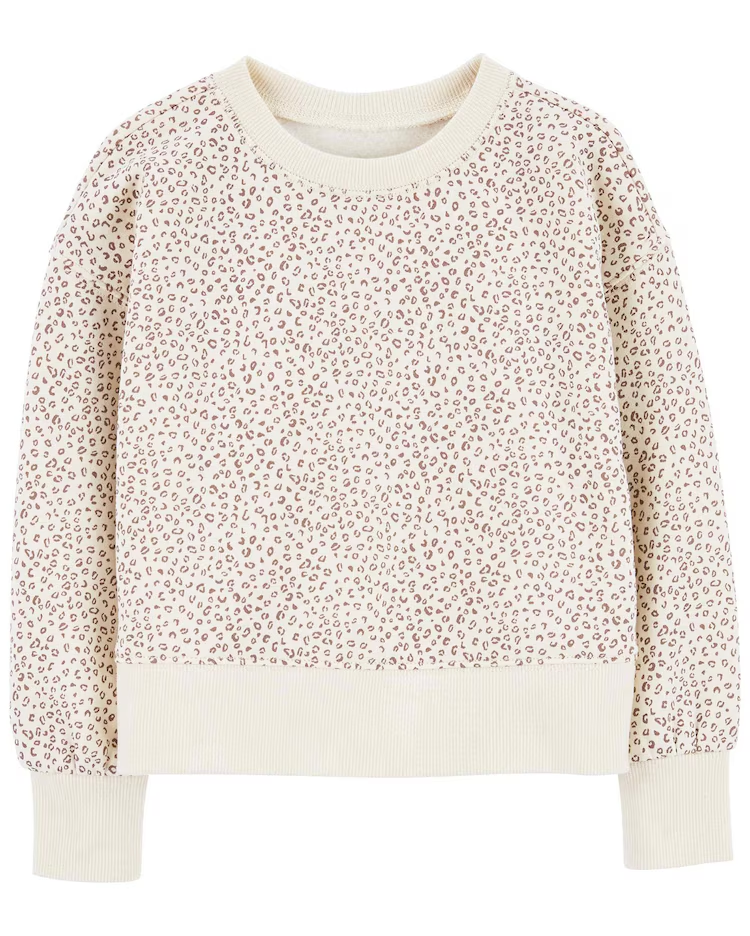 Blusa de moletom infantil animal print bege | Carter's
